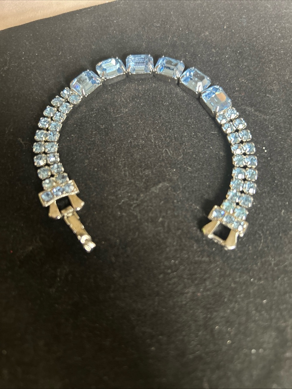 Vintage Signed Weiss Light Blue Rhinestone Bracelet - Women Jewelry